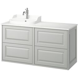 Набор тумбы с раковиной Ikea Tannforsen/Rutsjon 122x49x76 (Серый/Имитация Белого Мрамора) Thumb