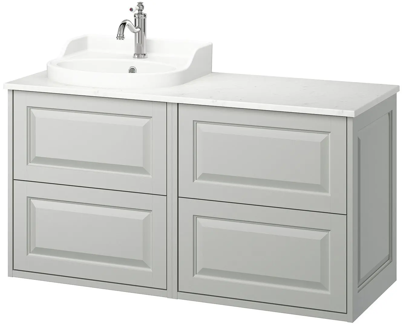 Набор тумбы с раковиной Ikea Tannforsen/Rutsjon 122x49x76 (Серый/Имитация Белого Мрамора) - 2