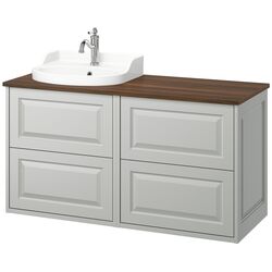 Набор тумбы с раковиной Ikea Tannforsen/Rutsjon 122x49x76 (Серый/Имитация Ореха) Thumb