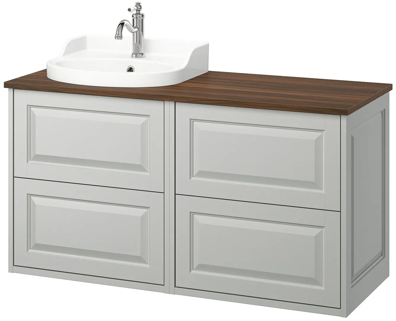 Набор тумбы с раковиной Ikea Tannforsen/Rutsjon 122x49x76 (Серый/Имитация Ореха) - 2