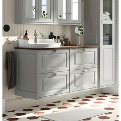 Набор тумбы с раковиной Ikea Tannforsen/Rutsjon 122x49x76 (Серый/Имитация Ореха)