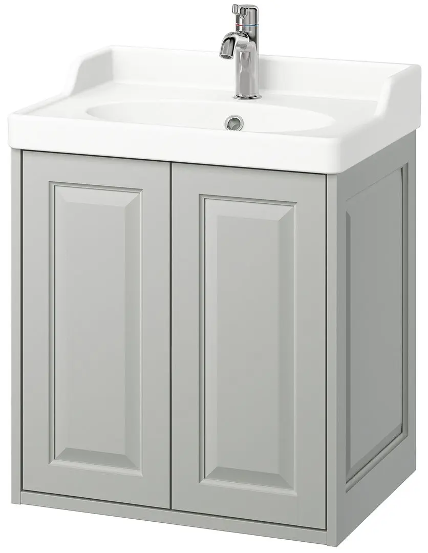 Набор тумбы с раковиной Ikea Tannforsen/Rutsjon с дверцами 62x49x74 (Серый) - 2