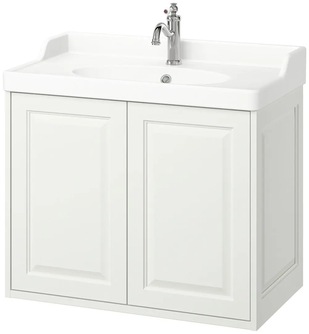 Набор тумбы с раковиной Ikea Tannforsen/Rutsjon с дверцами 82x49x74 (Белый) - 2