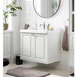 Набор тумбы с раковиной Ikea Tannforsen/Rutsjon с дверцами 82x49x74 (Белый)