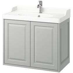 Набор тумбы с раковиной Ikea Tannforsen/Rutsjon с дверцами 82x49x74 (Серый) Thumb
