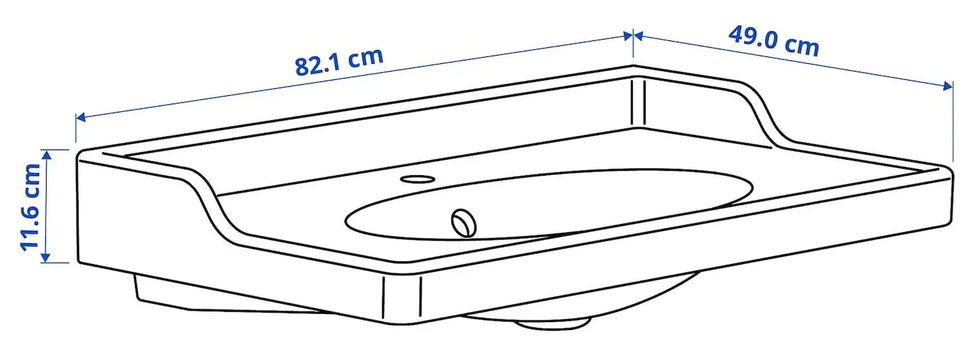 Набор тумбы с раковиной Ikea Tannforsen/Rutsjon с дверцами 82x49x74 (Серый) - 8