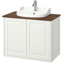 Набор тумбы с раковиной Ikea Tannforsen/Rutsjon с дверцами 82x49x76 (Белый/Имитация Ореха) Thumb