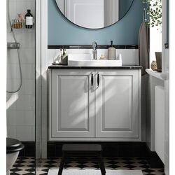 Набор тумбы с раковиной Ikea Tannforsen/Rutsjon с дверцами 82x49x76 (Серый/Имитация Черного Мрамора)