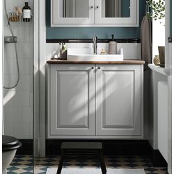 Набор тумбы с раковиной Ikea Tannforsen/Rutsjon с дверцами 82x49x76 (Серый/Имитация Ореха)