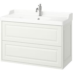 Набор тумбы с раковиной Ikea Tannforsen/Rutsjon с ящиками 102x49x74 (Белый) Thumb