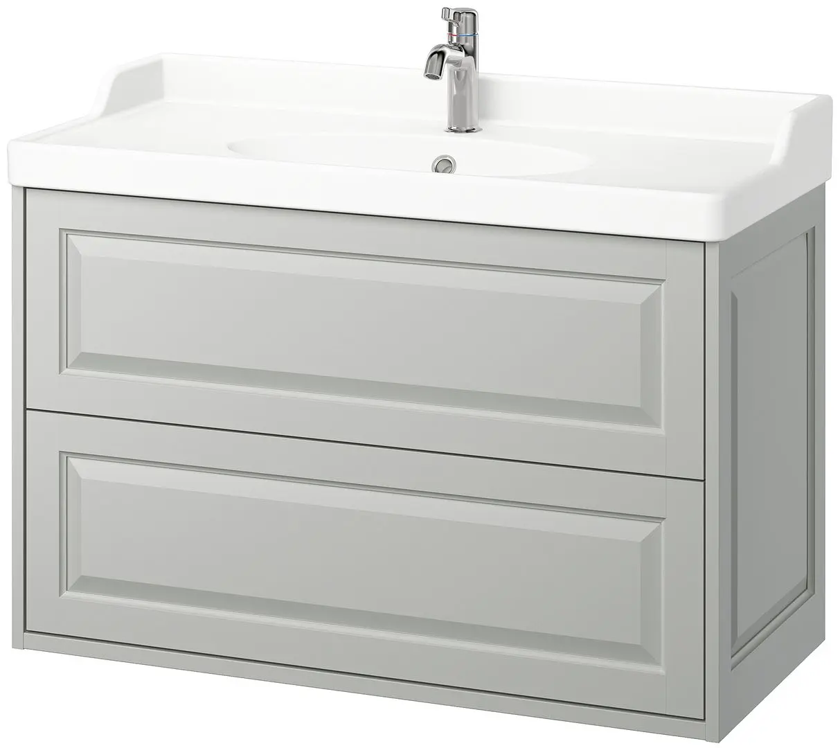 Набор тумбы с раковиной Ikea Tannforsen/Rutsjon с ящиками 102x49x74 (Серый) - 2