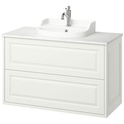 Набор тумбы с раковиной Ikea Tannforsen/Rutsjon с ящиками 102x49x76 (Белый/Имитация Белого Мрамора) Thumb