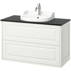 Набор тумбы с раковиной Ikea Tannforsen/Rutsjon с ящиками 102x49x76 (Белый/Имитация Черного Мрамора) Thumb