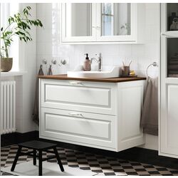 Набор тумбы с раковиной Ikea Tannforsen/Rutsjon с ящиками 102x49x76 (Белый/Имитация Ореха)