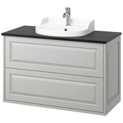 Набор тумбы с раковиной Ikea Tannforsen/Rutsjon с ящиками 102x49x76 (Серый/Имитация Черного Мрамора) Thumb