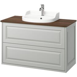 Набор тумбы с раковиной Ikea Tannforsen/Rutsjon с ящиками 102x49x76 (Серый/Имитация Ореха) Thumb