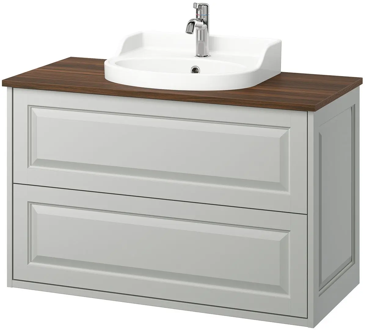 Набор тумбы с раковиной Ikea Tannforsen/Rutsjon с ящиками 102x49x76 (Серый/Имитация Ореха) - 2