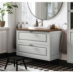 Набор тумбы с раковиной Ikea Tannforsen/Rutsjon с ящиками 102x49x76 (Серый/Имитация Ореха)