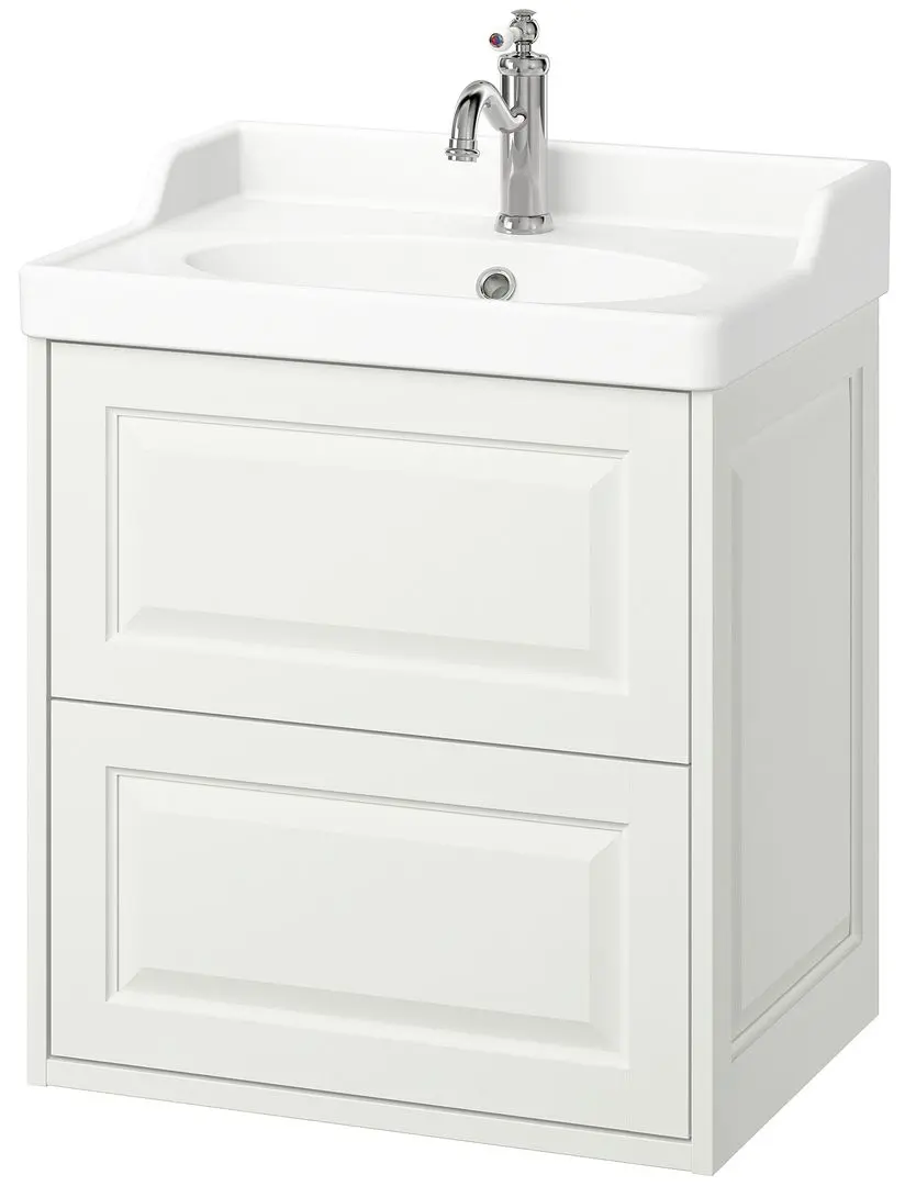 Набор тумбы с раковиной Ikea Tannforsen/Rutsjon с ящиками 62x49x74 (Белый) - 2