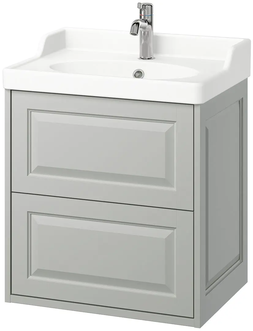 Набор тумбы с раковиной Ikea Tannforsen/Rutsjon с ящиками 62x49x74 (Серый) - 2