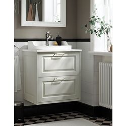 Набор тумбы с раковиной Ikea Tannforsen/Rutsjon с ящиками 62x49x76 (Белый/Имитация Белого Мрамора)