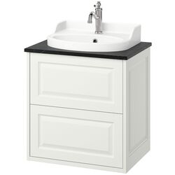 Набор тумбы с раковиной Ikea Tannforsen/Rutsjon с ящиками 62x49x76 (Белый/Имитация Черного Мрамора) Thumb