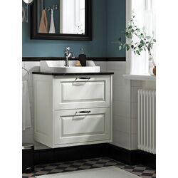 Набор тумбы с раковиной Ikea Tannforsen/Rutsjon с ящиками 62x49x76 (Белый/Имитация Черного Мрамора)