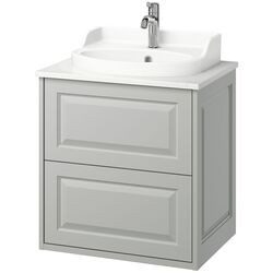 Набор тумбы с раковиной Ikea Tannforsen/Rutsjon с ящиками 62x49x76 (Серый/Имитация Белого Мрамора) Thumb