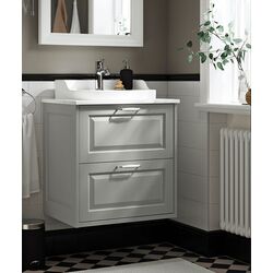 Набор тумбы с раковиной Ikea Tannforsen/Rutsjon с ящиками 62x49x76 (Серый/Имитация Белого Мрамора)