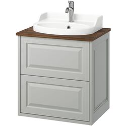 Набор тумбы с раковиной Ikea Tannforsen/Rutsjon с ящиками 62x49x76 (Серый/Имитация Ореха) Thumb