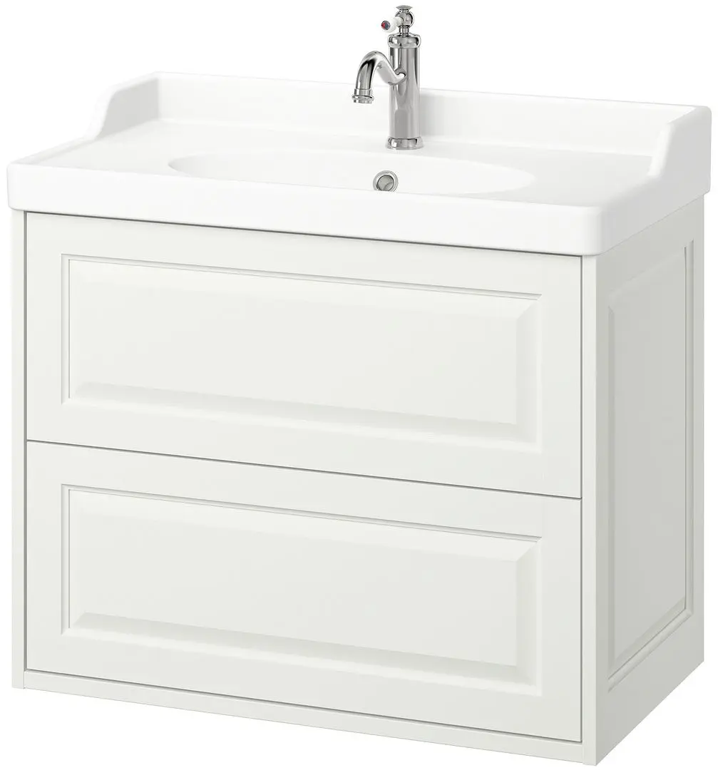 Набор тумбы с раковиной Ikea Tannforsen/Rutsjon с ящиками 82x49x74 (Белый) - 2
