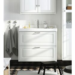 Набор тумбы с раковиной Ikea Tannforsen/Rutsjon с ящиками 82x49x74 (Белый)