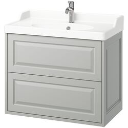 Набор тумбы с раковиной Ikea Tannforsen/Rutsjon с ящиками 82x49x74 (Серый) Thumb