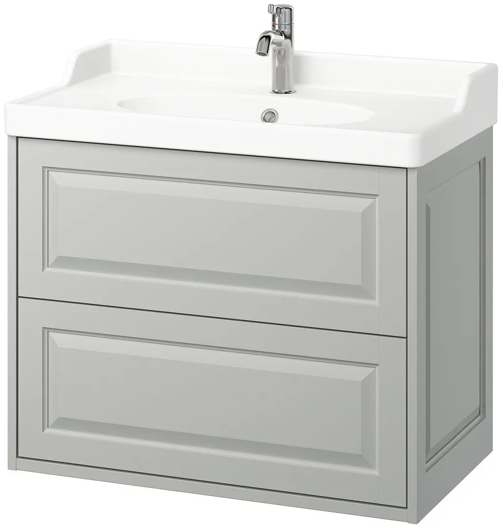 Набор тумбы с раковиной Ikea Tannforsen/Rutsjon с ящиками 82x49x74 (Серый) - 2