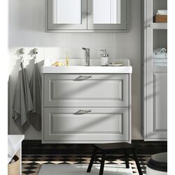 Набор тумбы с раковиной Ikea Tannforsen/Rutsjon с ящиками 82x49x74 (Серый)