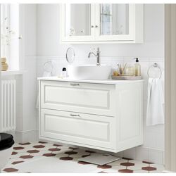 Набор тумбы с раковиной Ikea Tannforsen/Tornviken с ящиками 102x49x79 (Белый/Имитация Белого Мрамора)