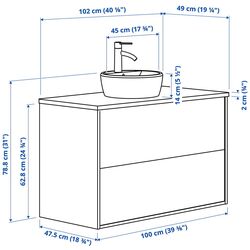 Набор тумбы с раковиной Ikea Tannforsen/Tornviken с ящиками 102x49x79 (Белый/Имитация Белого Мрамора) Thumb