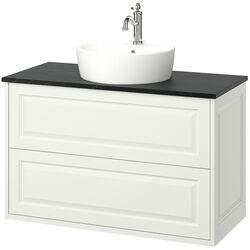 Набор тумбы с раковиной Ikea Tannforsen/Tornviken с ящиками 102x49x79 (Белый/Имитация Черного Мрамора) Thumb