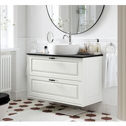 Набор тумбы с раковиной Ikea Tannforsen/Tornviken с ящиками 102x49x79 (Белый/Имитация Черного Мрамора)