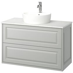 Набор тумбы с раковиной Ikea Tannforsen/Tornviken с ящиками 102x49x79 (Серый/Имитация Белого Мрамора) Thumb