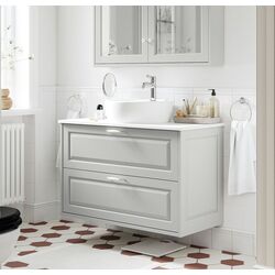 Набор тумбы с раковиной Ikea Tannforsen/Tornviken с ящиками 102x49x79 (Серый/Имитация Белого Мрамора)