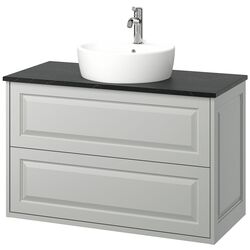 Набор тумбы с раковиной Ikea Tannforsen/Tornviken с ящиками 102x49x79 (Серый/Имитация Черного Мрамора) Thumb