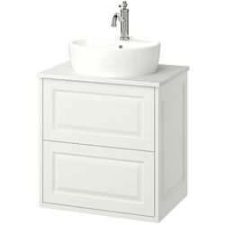 Набор тумбы с раковиной Ikea Tannforsen/Tornviken с ящиками 62x49x79 (Белый/Имитация Белого Мрамора) Thumb