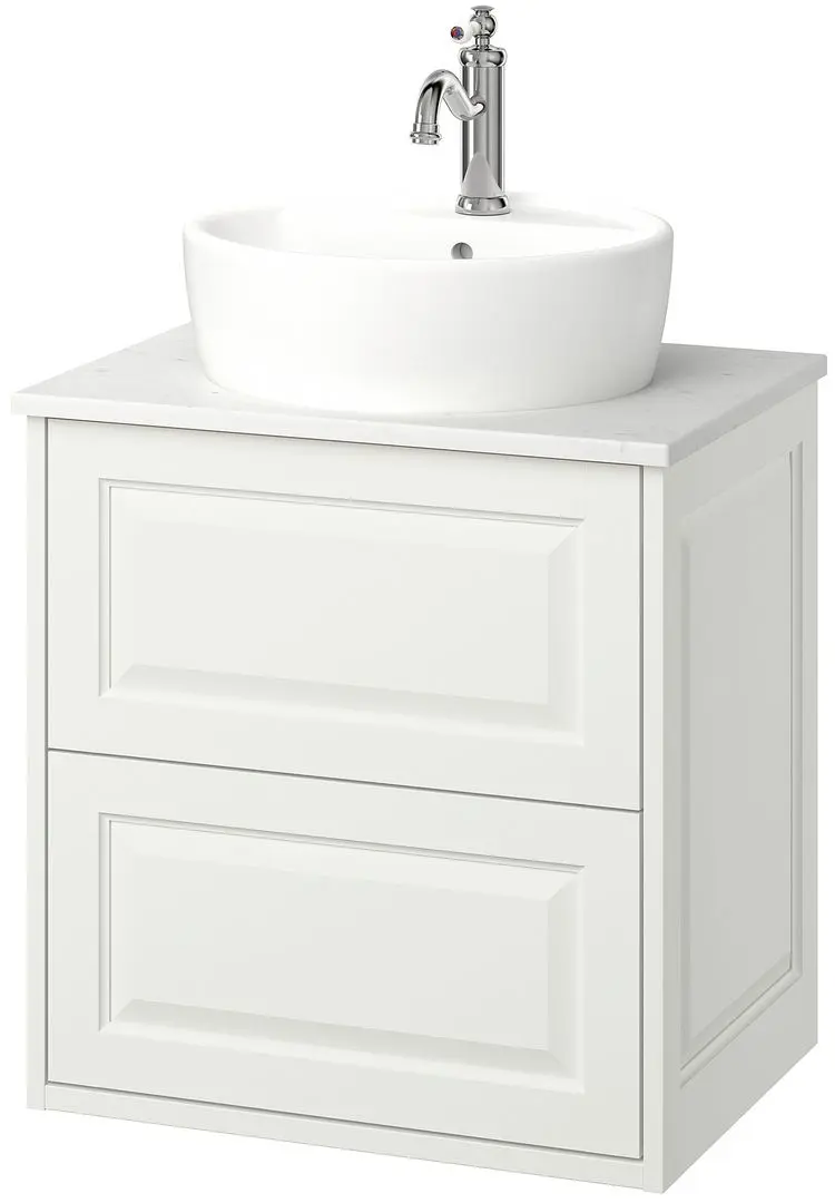 Набор тумбы с раковиной Ikea Tannforsen/Tornviken с ящиками 62x49x79 (Белый/Имитация Белого Мрамора) - 2