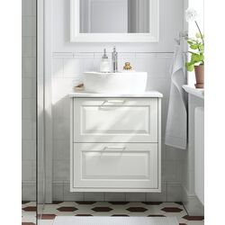 Набор тумбы с раковиной Ikea Tannforsen/Tornviken с ящиками 62x49x79 (Белый/Имитация Белого Мрамора)