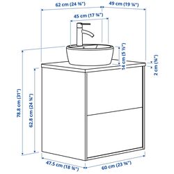 Набор тумбы с раковиной Ikea Tannforsen/Tornviken с ящиками 62x49x79 (Белый/Имитация Белого Мрамора) Thumb