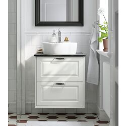 Набор тумбы с раковиной Ikea Tannforsen/Tornviken с ящиками 62x49x79 (Белый/Имитация Черного Мрамора)