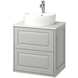 Набор тумбы с раковиной Ikea Tannforsen/Tornviken с ящиками 62x49x79 (Серый/Имитация Белого Мрамора) Thumb