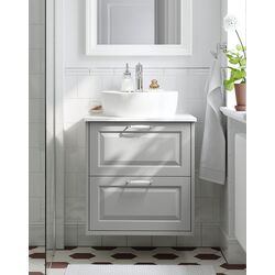 Набор тумбы с раковиной Ikea Tannforsen/Tornviken с ящиками 62x49x79 (Серый/Имитация Белого Мрамора)