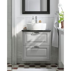 Набор тумбы с раковиной Ikea Tannforsen/Tornviken с ящиками 62x49x79 (Серый/Имитация Черного Мрамора)